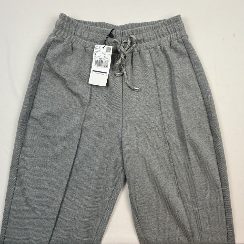 Mango MNG Womens Grey Pique Knit Trousers High Waist Pants Size XS New with Tags